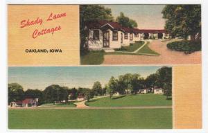 Shady Lawn Cottages Motel Oakland Iowa linen postcard