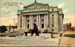 Vtg Newark NJ Lincoln Monument & Essex County Court House 1910s Postcard