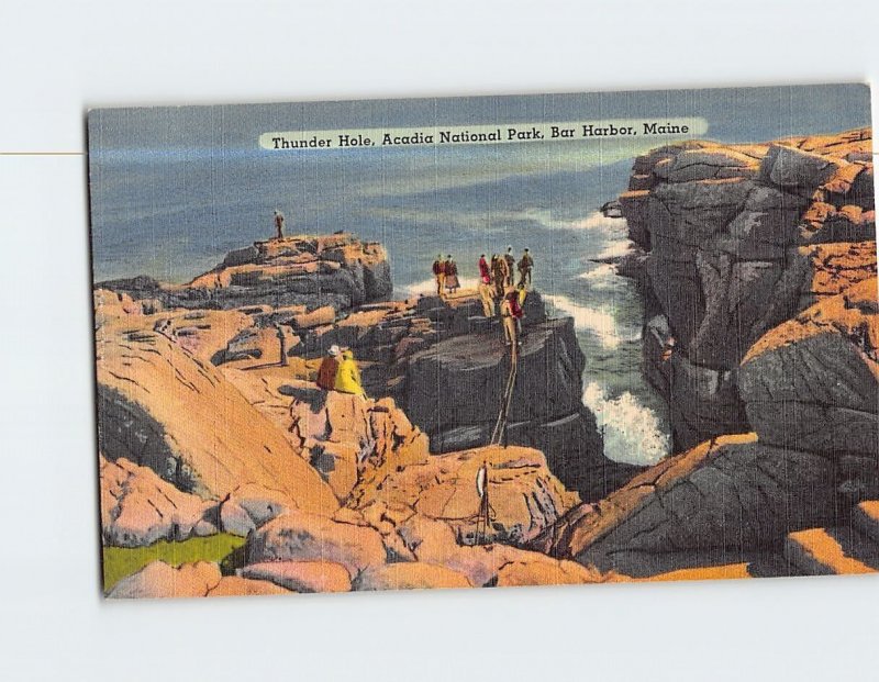 Postcard Thunder Hole Acadia National Park Bar Harbor Maine USA