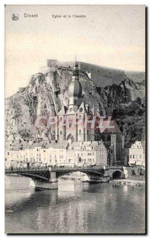 Old Postcard Dinant church and citadel