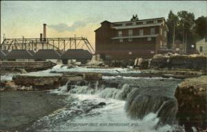 Sheboygan WI Falls Bridge Mill c1910 Postcard
