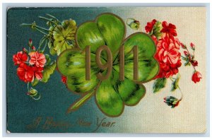 Shedd Salem Oregon OR Postcard New Year Clover Flowers 1911 Winsch Back Embossed