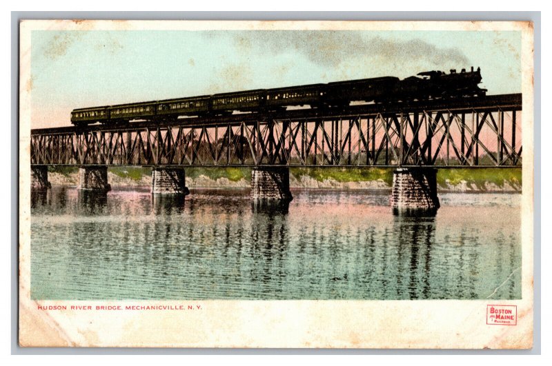 Hudson River Bridge Mechanicville N. Y. New York Postcard Railroad Train 