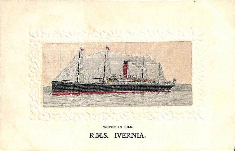 Stevengraph Woven in Silk Ship R.M.S. Ivernia Postcard