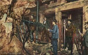 Machine Drill Montana MT Miners Mining Industry c1911 Antique Postcard E12