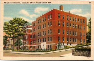 Postcard MD Cumberland Allegheny Hospital Decauter Street