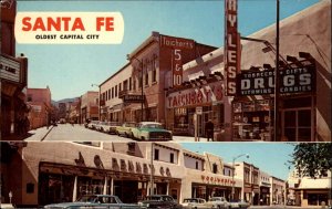 Santa Fe New Mexico NM Capital City Classic Cars Street Scene Vintage Postcard