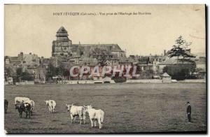 Old Postcard Pont L & # 39Eveque View from the & # 39herbage of Hunières Cows