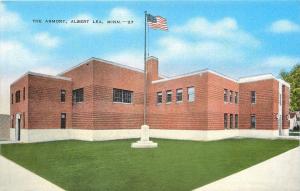 Albert Lea Minnesota~Flag Pole at National Guard Armory~1940 Postcard 