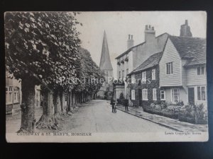 West Sussex HORSHAM Causway & St. Marys Church - Old Postcard by Lewis Series