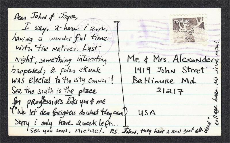 Greetings from Decay Hand-Drawn Large Letter Humor Postcard by Artist 1981