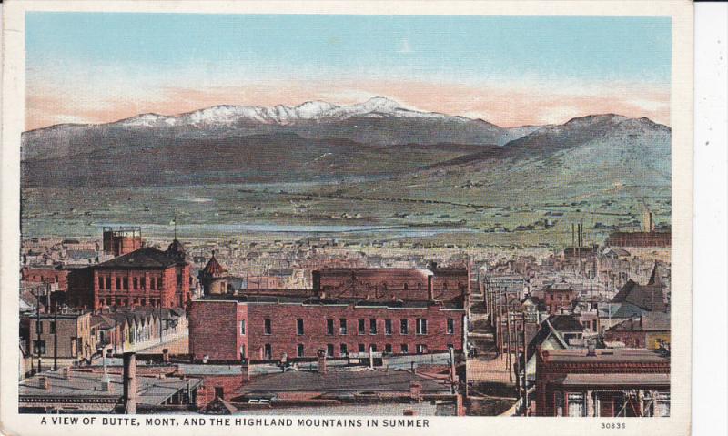 Butte Montana 1900 1910 S The Highland Mountains In Summer