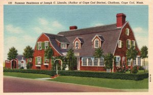 Vintage Postcard Summer Home Of Joseph C. Lincoln Chatham Cape Cod Massachusetts