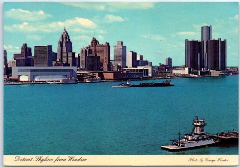 Postcard - Detroit skyline from Windsor - Detroit, Michigan