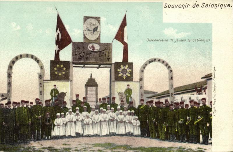 greece, SALONICA SALONIQUE, Circumcision of Young Turks (1899) Turkish Flag