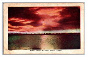 c1909 Postcard CO Sunset On Lake Minnequa Pueblo Colorado