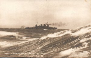 Italian Navy Cruiser Fleet Squadron Maneuver - c1910s RPPC