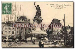 Postcard Old Paris Place De La Republique Statue