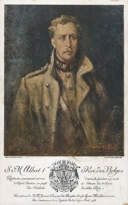 Royalty Belgium King Albert I artist portrait 1917 postcard