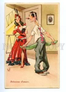 3149491 COMIC PIN-UP Belle Woman & Beggar Man vintage Cecami PC