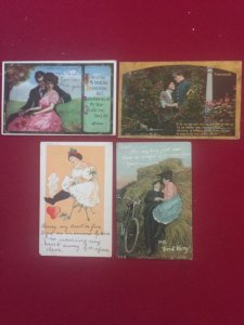 US 4 Vintage ROMANCE  postcards Nice group