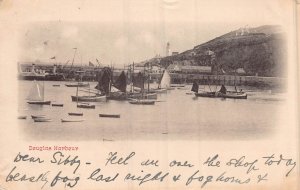 DOUGLAS HARBOUR-ISLE OF MAN ENGLAND~PANORAMA VIEW~1903 PHOTO POSTCARD