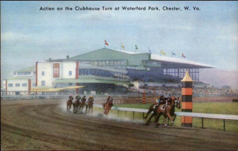 Chester WV Waterford Park Horse Racing Postcard