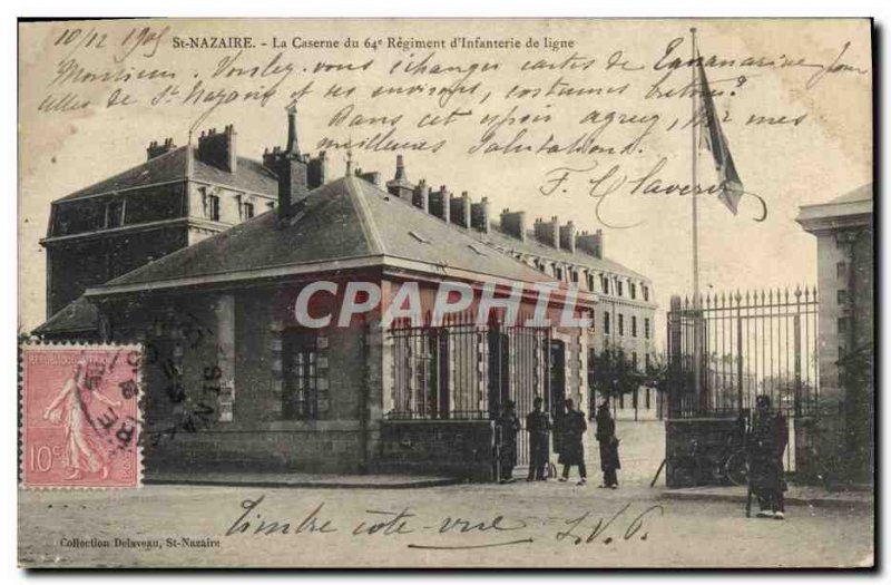 Postcard Old Army Barracks St Nazaire The 64th regiment of line & # 39infanterie