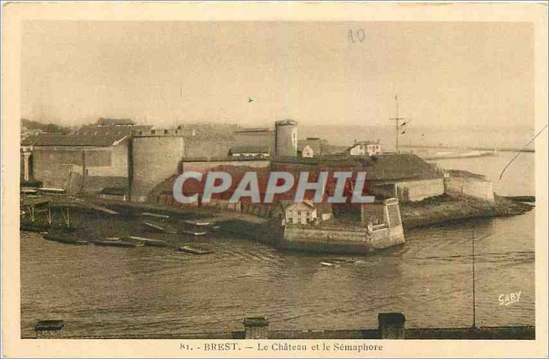 Old Postcard Brest Le Chateau and Semaphore