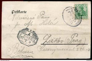 dc3129 - Germany BAHNPOST 1913. HAMBURG Postcard to Zivkov Czechia