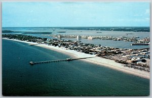 Vtg Clearwater Beach Florida FL Aerial Beach View Big Pier 60 Postcard