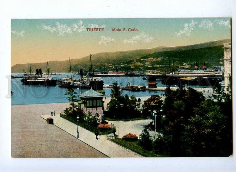 192096 ITALY TRIESTE Molo S.Carlo ships Vintage postcard