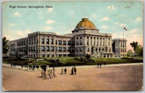 Springfield Ohio c1910 Postcard High School Building Dome