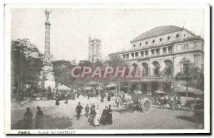 Old Postcard From Paris Chatelet square