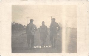 H47/ Interesting RPPC Postcard c1910 Men Going to War Rifle Walking 4