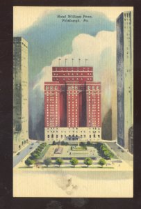 PITTSBURGH PENNSYLVANIA PA. WILLIAM PENN HOTEL LINEN ADVERTISING POSTCARD