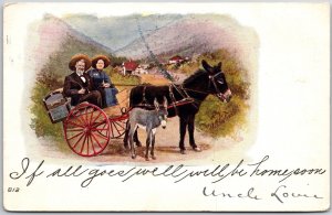 1906 Old Couple Horse Carriage Countryside Home Living Posted Postcard