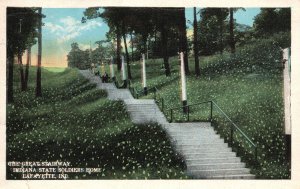 Vintage Postcard 1922 Great Stairway Indiana State Soldier's Home Lafayette IN