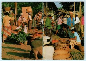 DENPASAR, BALI Indonesia ~ Two MARKET SCENES  1974 ~ 4 x 6 Postcard