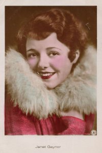 Janet Gaynor Film Actress Hand Coloured Tinted Real Photo Postcard