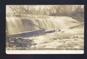 RPPC ASHLAND NEBRASKA MILL DAM OVER WAHOO RIVER REAL PHOTO POSTCARD 1909