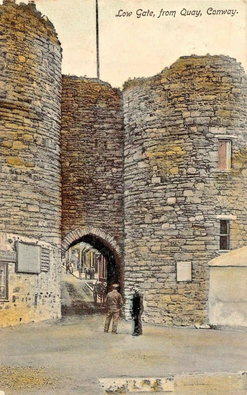 CONWAY CLWYD WALES~LOW GATE FROM QUAY-1907 TINTED PHOTO POSTCARD 