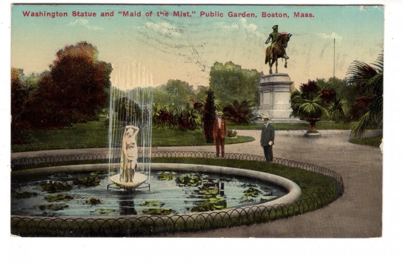 Public Gardens, Washington, Maid  of the Mist, Boston Massachusetts, Used 1913