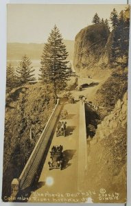 Columbia River Highway Shepherds Dell Old Cars Crossing Rppc Postcard O20