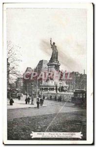 Old Postcard Paris Place de la Republique