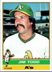 1976 Topps Baseball Card Jim Todd Oakland Athletics sk13393