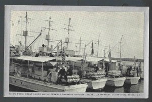 Ca 1924 PPC Harbor Ludington Mi Ships From Great Lakes Navy Reserve See Info