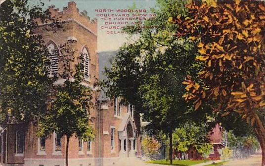 Florida Deland North Woodland Boulevard Showing The Pressyterian Church And C...