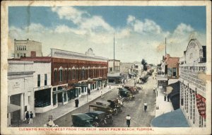 West Palm Beach Florida FL Clematis Avenue c1910 Vintage Postcard