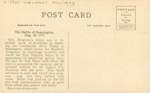 Baum's Bennington Battlefield C-1910 Vermont Military Postcard 12258